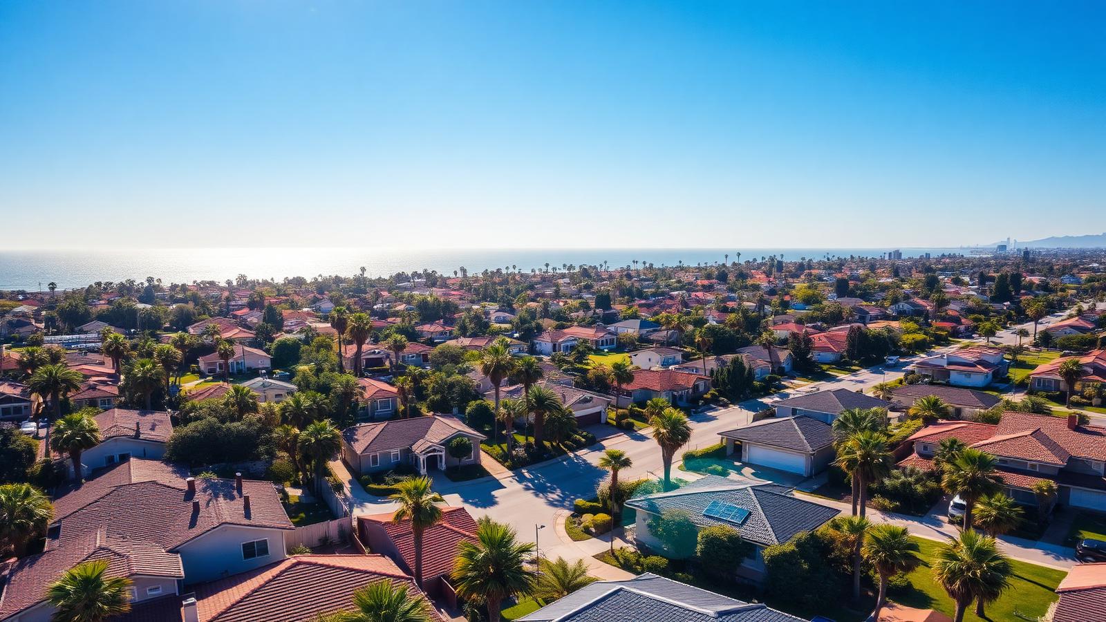 Riverside neighborhood aerial view